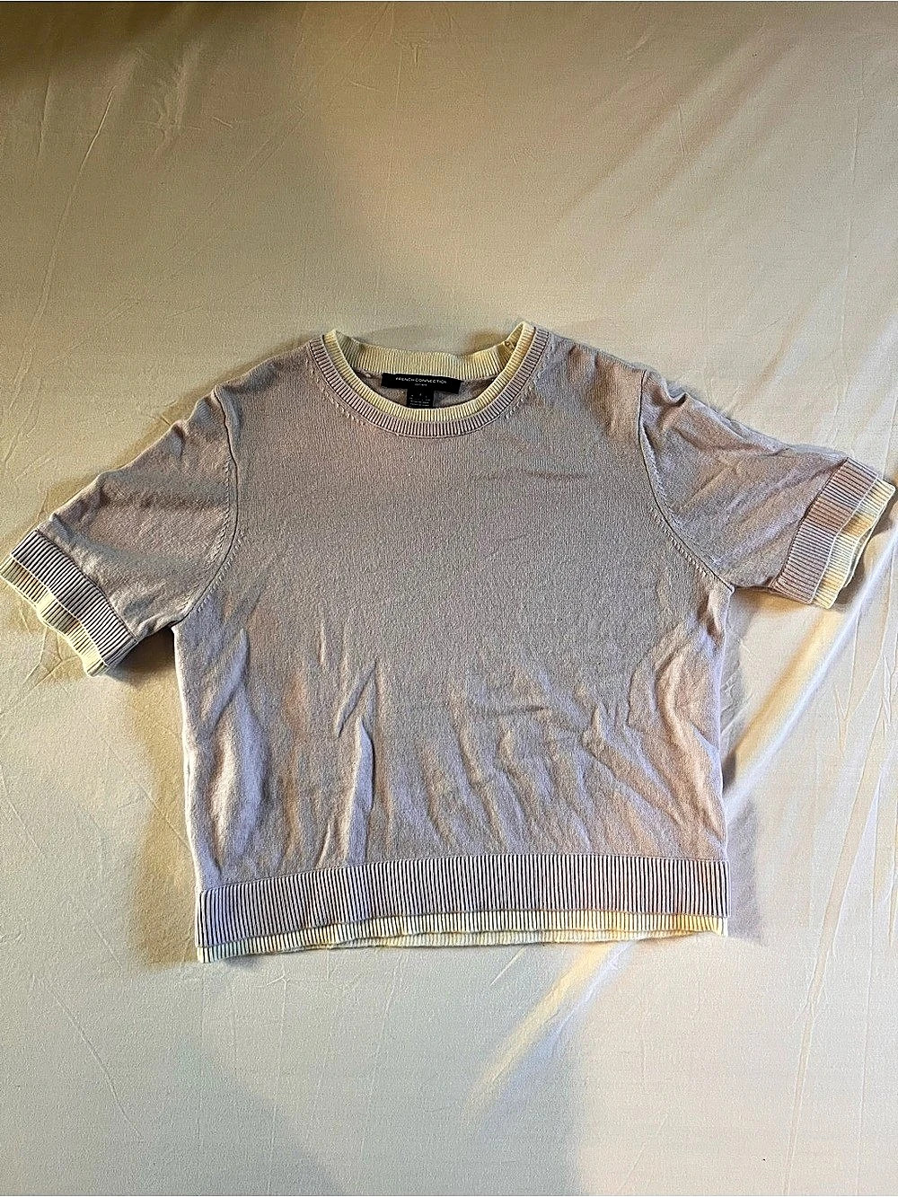 French Connection Color Block Crew Neck Size Large wool blend